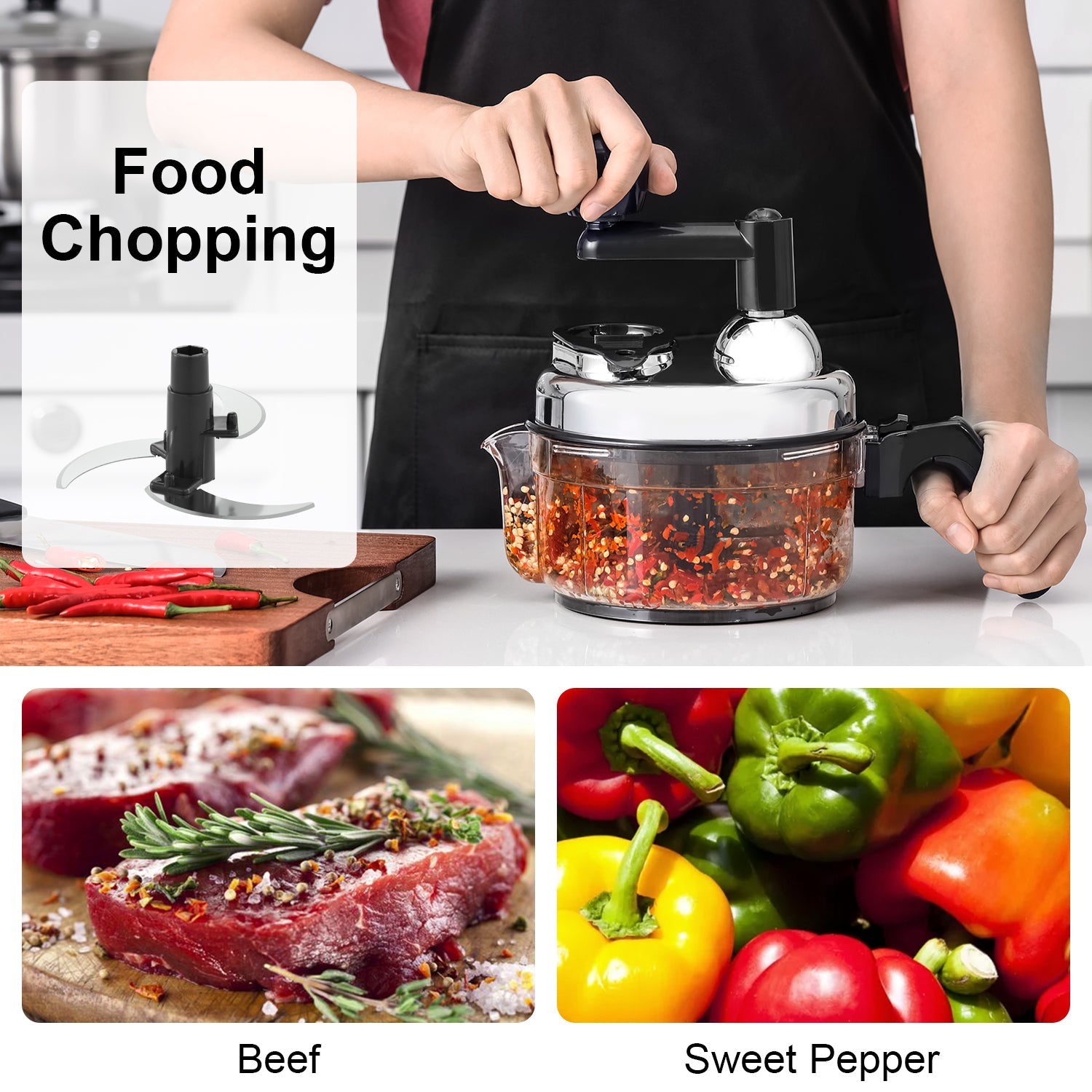 Gladicer Manual Food Chopper, Handheld Vegetables Processor Dicer